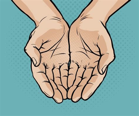 Cupped Hands Pop Art Retro Comic Style Cartoon Vector Image