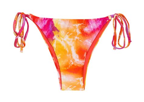 Braguita De Bikini Con Lazos Laterales Y Efecto Te Ido En Rojo Naranja