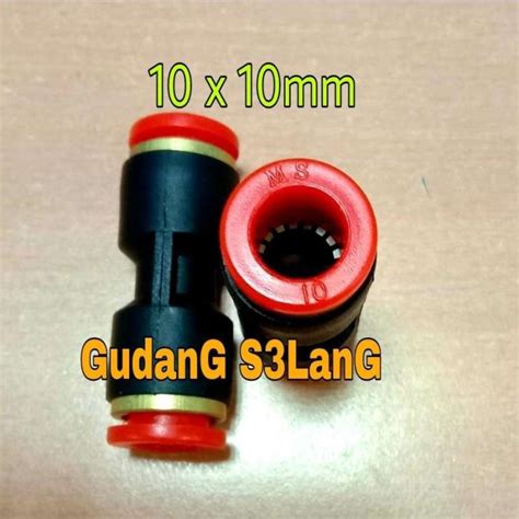 Jual Fitting Pneumatic Lurus 10mm Fitting PU Push In Angin Sambungan