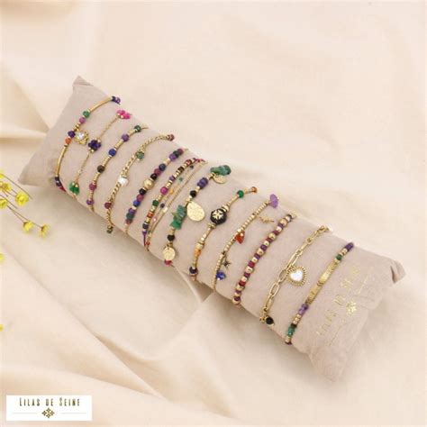 Ensemble De Bracelets En Acier Pierres Coeur Tr Fle