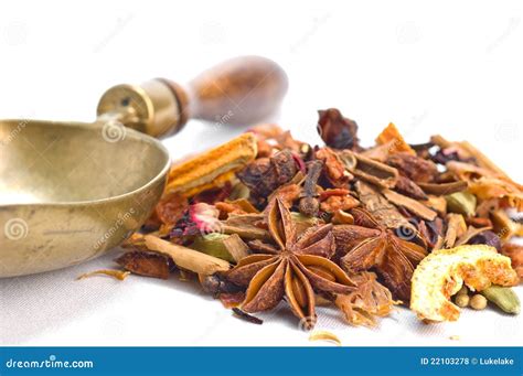 Herbal Tea With Leaves Fruits And Herb Stock Photo Image Of Drink