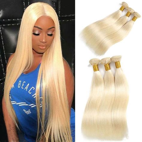 Blonde Straight Human Hair Bundles Remy Straight Hair Weave Bundles