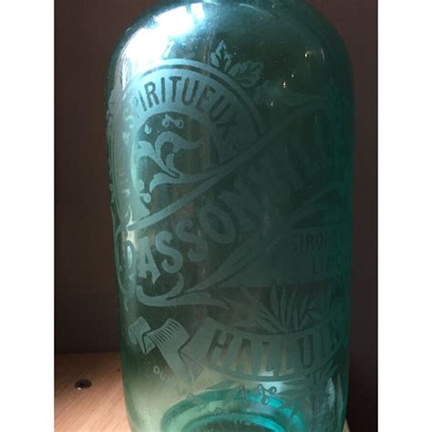 Vintage Glass Siphon Green Blue Color Brewery 19th Century