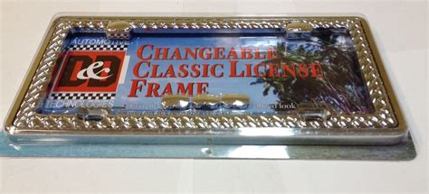 D Braid Rope Twist Classic Chrome Chrome Metal License Plate Frame