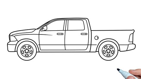 How To Draw A Dodge Ram 1500 Step By Step Youtube