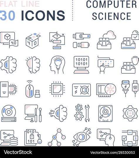 Set Line Icons Computer Science Royalty Free Vector Image