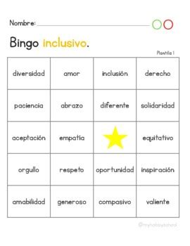 BINGO Inclusivo Juego By My Hobby School TPT