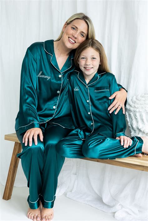 Womens Emerald Christmas Satin Pyjamas Lunn Antiques