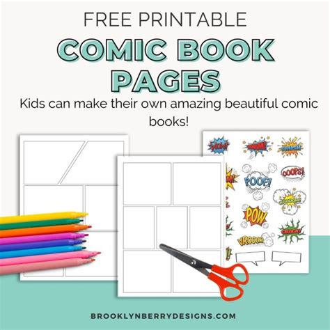 Free Printable Comic Book Templates - Brooklyn Berry Designs