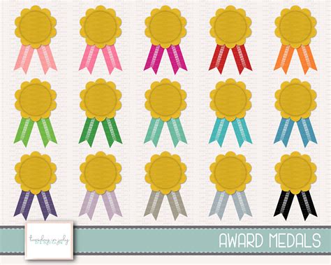 Award Medal Awards Medals Ribbon Badges Clipart Set, Commercial Use ...