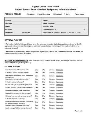 Fillable Online Fusd Sst Background Info And Summary And Results Forms