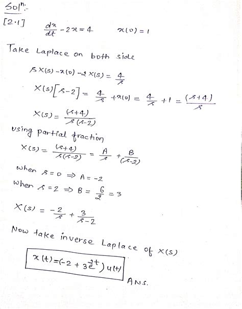 Solved Use Laplace Transforms To Solve The Following Equations 2