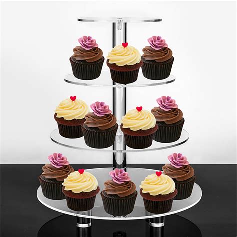 Acrílico Cupcake Stand Personalizado 4 5 6 7 Tier Crystal Clear Acrylic