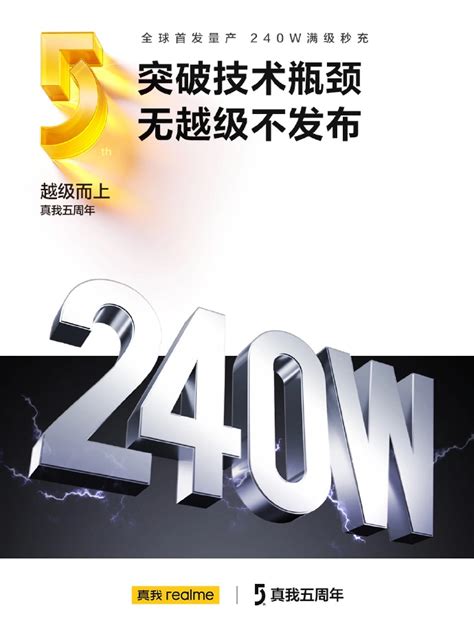 真我 Realme 官宣全球首发量产 240w 满级秒充