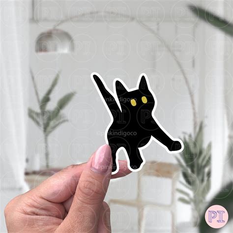 Black Cat Meme Sticker, Black Cat Jumping Sticker, Jumping Cat Meme ...