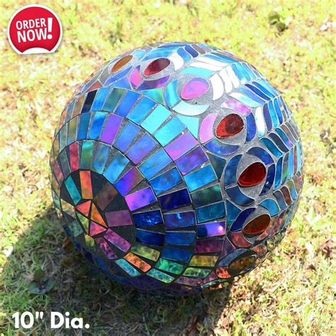 10 Colorful Mosaic Glass Gazing Ball Peacock Tail Glass Globe Garden Yard Decor Ebay