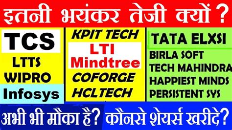 Tcs Infosys Wipro Lti Mindtree Ltts Hcl Tech Tata Elxsi Kpit