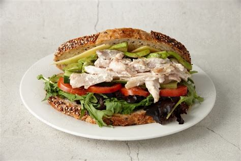 Image Of Close Up Shot Of Chicken Avocado Sandwich Austockphoto