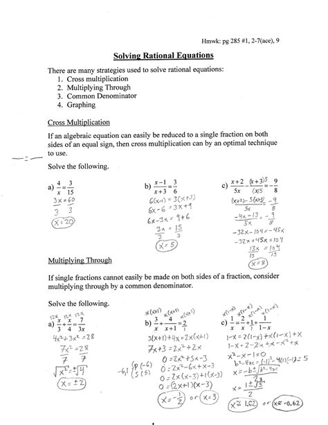 Mhf U Solvingrationalequations Soln Math Studocu