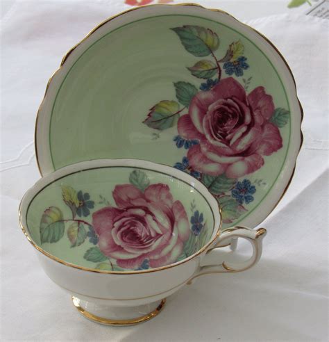 Pretty Paragon Tea Cup And Saucer Pale Green Paragon Double Warrant