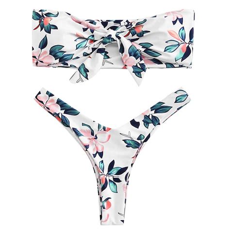 Buy Women Print Push Up Padded Bra Beach Bikini Set Swimsuit Beachwear