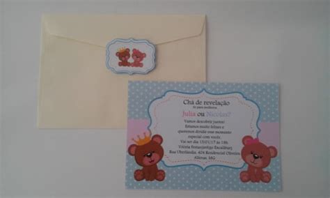 Convite Chá Revelação Urso 10x15 Cm Elo7 Produtos Especiais