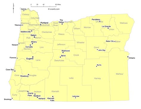 Oregon State Maps: Counties (All 36 Oregon Counties) | CCCarto