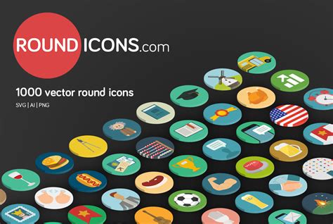 1000 Flat Round Icons Webfont Including All New Icons Updates For