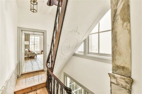 Staircase In Spacious Hall Of Apartment Stock Photo Image Of Corridor