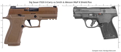 Sig Sauer P320 X Carry Vs Smith And Wesson Mandp 9 Shield Plus Size Comparison Handgun Hero