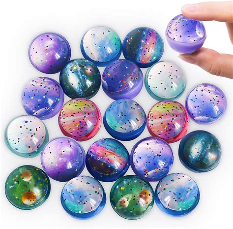 Lukinuo 20pcs 32mm Space Bouncy Balls Planet Bouncy Balls