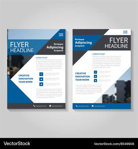 Triangle Blue Annual Report Leaflet Brochure Set Vector Image