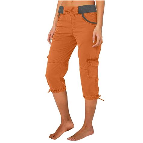 Aherbiu Cargo Capri Pants For Women Summer Casual Outdoor Active Hiking