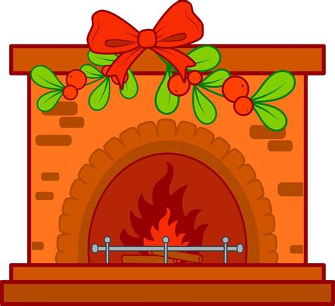 Christmas Cartoons Clip Art Fireplace Vector Illustration