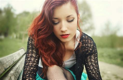 Women Redhead Model Portrait Long Hair Red Photography Dress Red Lipstick Black Hair