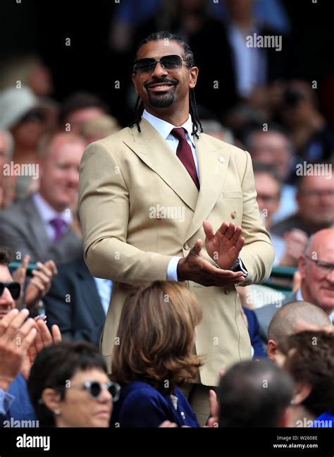 Former Boxer David Haye On Day Six Of The Wimbledon Championships At The All England Lawn Tennis