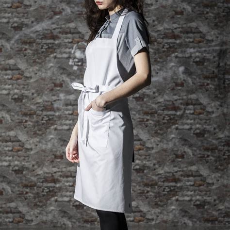 China Hot Sale For Chef Apron And Cap White Poly Cotton Long Bib Chef