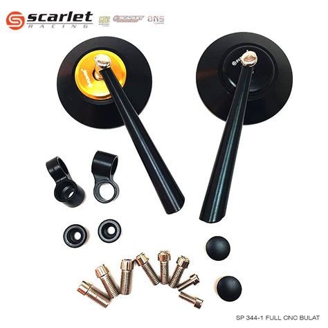 Jual Scarlet Racing Kaca Spion Motor Full Cnc Bulat Black