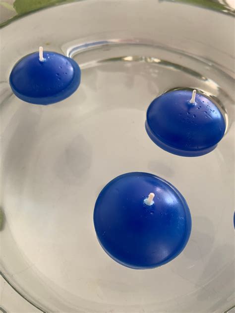 Round Floating Wedding Candles Blue Color Set Of 12 Or Choose Etsy