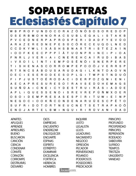 Sopa De Letras Eclesiastés Capítulo 7 Sopa De Letras Pupiletras