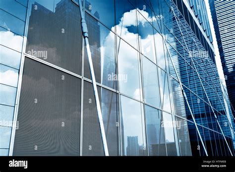 Shanghai China Glass Curtain Wall Projection Stock Photo Alamy