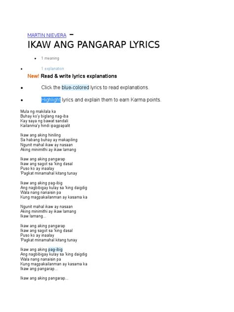 Ikaw Ang Aking Pangarap Lyrics Pdf