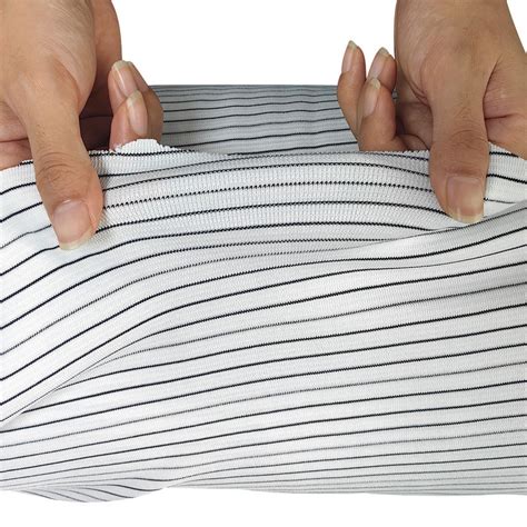 White Mm Stripe Gsm Polyester Knitted Esd Anti Static Rib Fabric