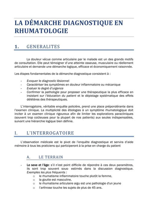 La DÉmarche Diagnostique En Rhumatologie Madarevues
