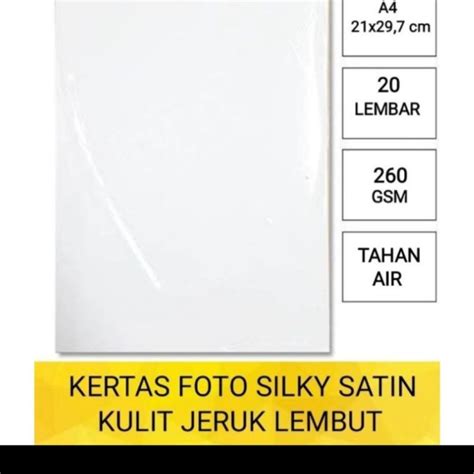 Kertas Foto Kulit Jeruk Lembut Gsm Ukuran A Isi Lembar Photo