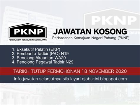 Jawatan Kosong Perbadanan Kemajuan Negeri Pahang Pknp November