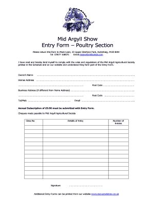 Fillable Online Entry Form Poultry Section Fax Email Print Pdffiller