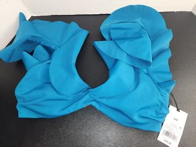 Women S Ruffle Bralette Bikini Top Shade Shore Teal Blue 34D