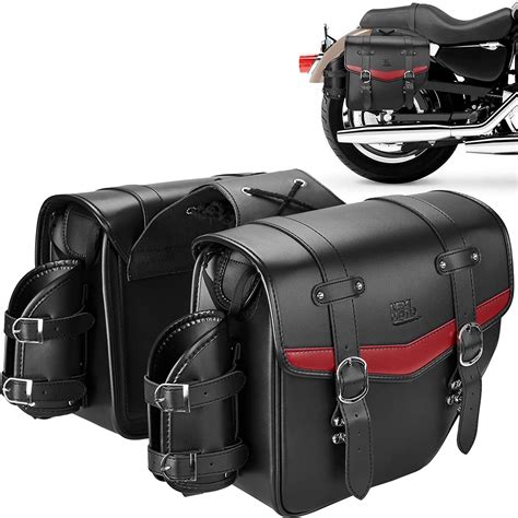 KEMIMOTO Motorcycle Saddle Bags Leather Motorcycle Saddlebags