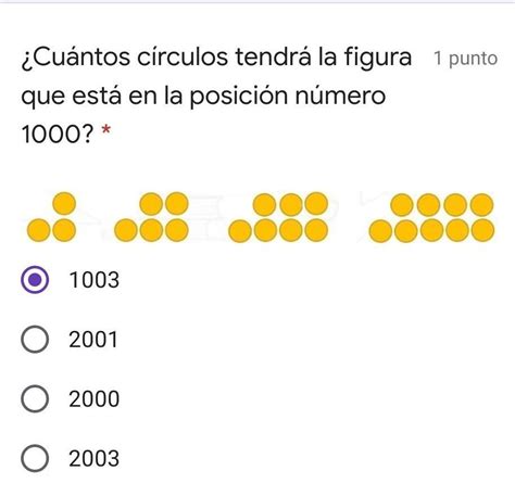 Cuántos círculos tendrá la figura que está en la posición número 1000